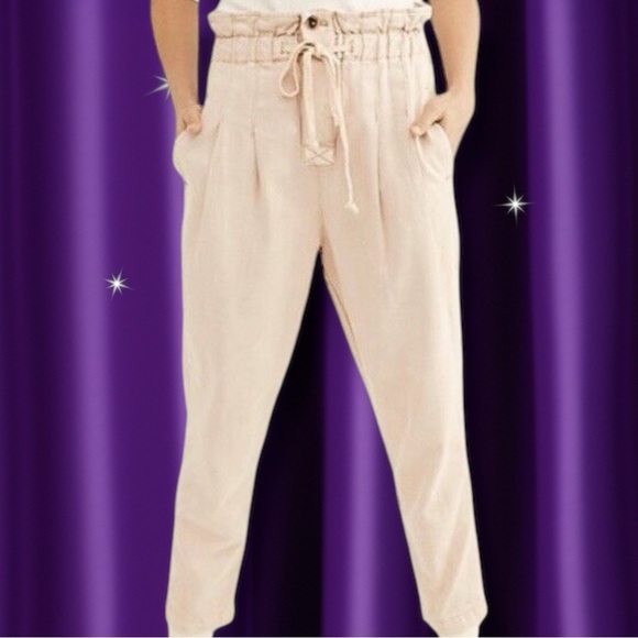 Free People ‘Margate’ Pleated High-Waisted Trousers in “Misty Rose” Size Small - Picture 1 of 16